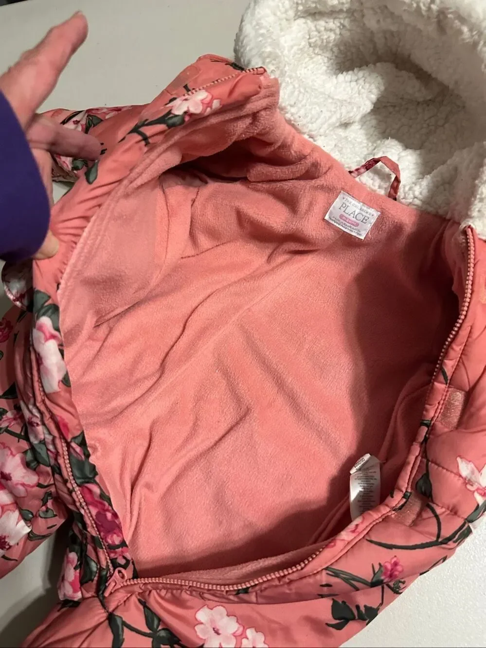 The Children's Place Baby Girl Pink Floral Infant Insulated Snowsuit 0-3 Months